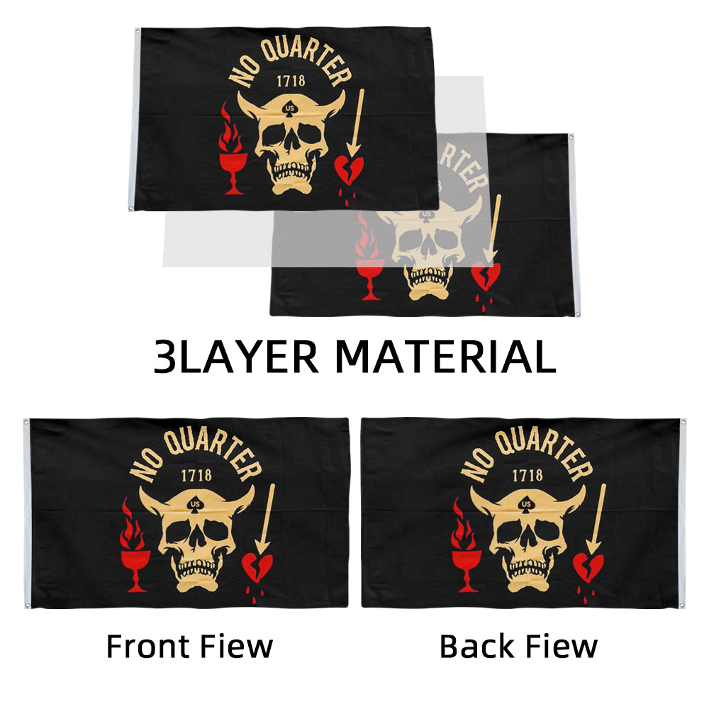 Blackbeard "No Quarter" flag 3x5ft banner man cave