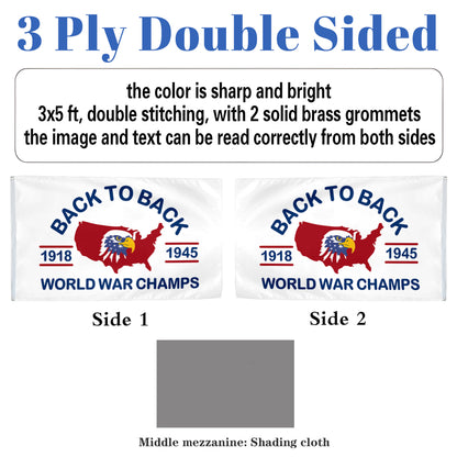 Back to Back World War Champs flag 3x5ft banner man cave