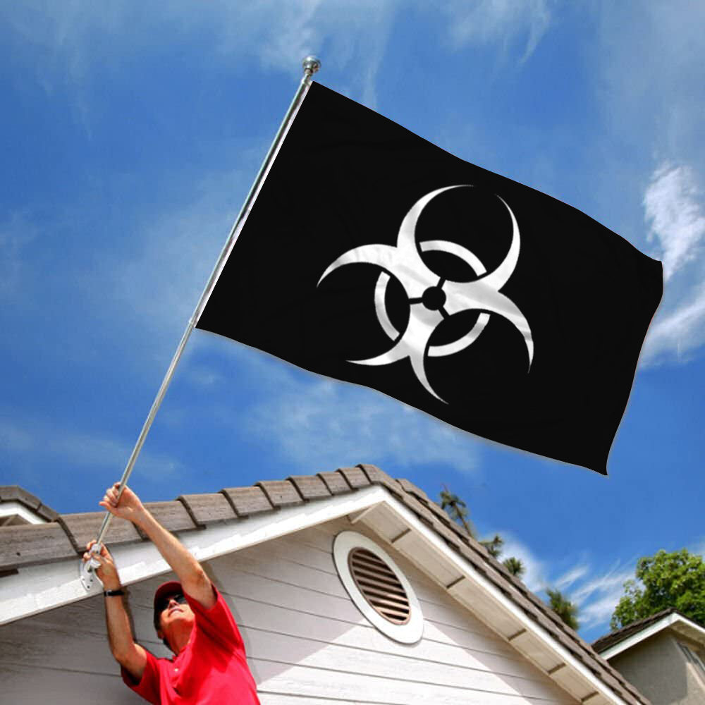 Black Biohazard flag 3x5ft banner man cave