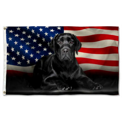 Black Labrador Retriever American flag 3x5ft banner man cave