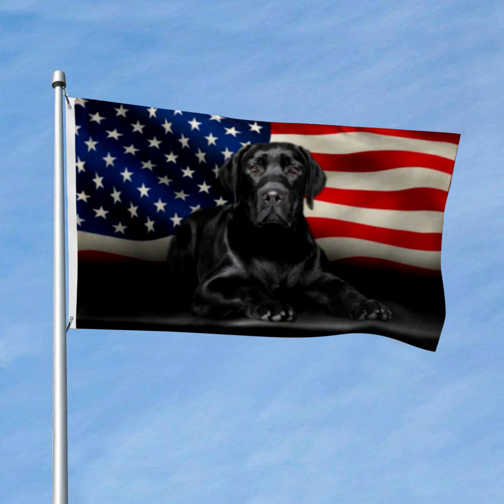Black Labrador Retriever American flag 3x5ft banner man cave