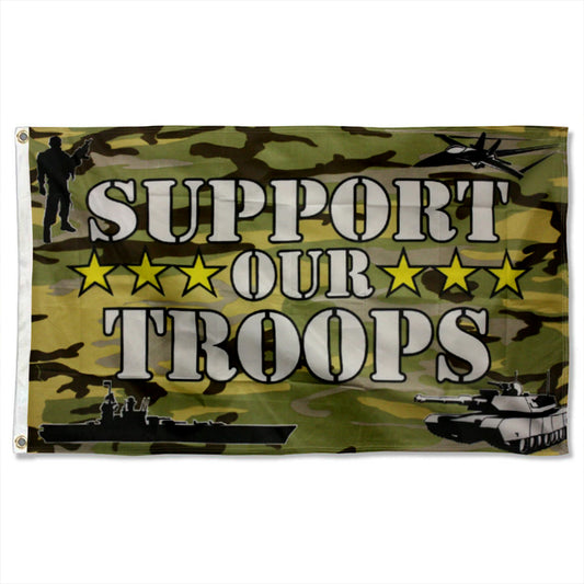 CAMO US SUPPORT OUR TROOPS flag 3x5ft banner man cave