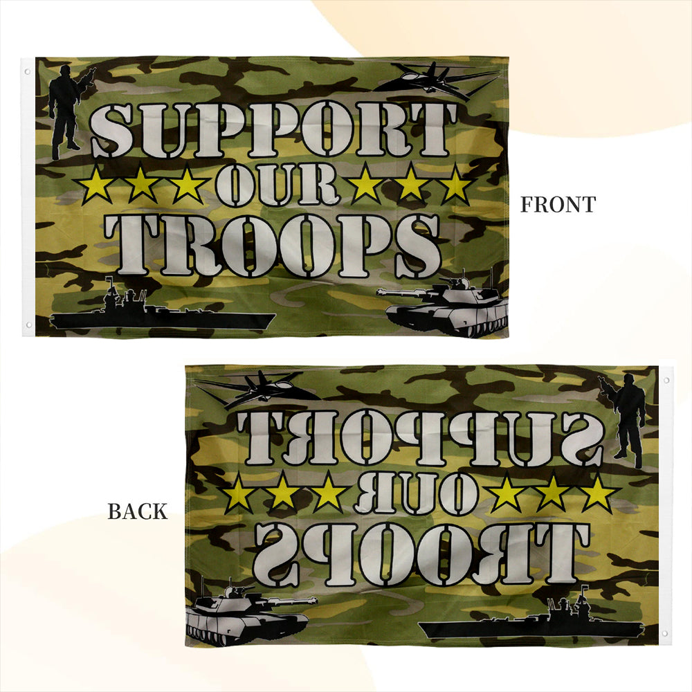CAMO US SUPPORT OUR TROOPS flag 3x5ft banner man cave