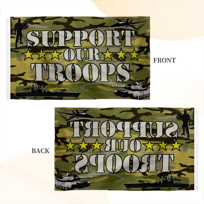 CAMO US SUPPORT OUR TROOPS flag 3x5ft banner man cave