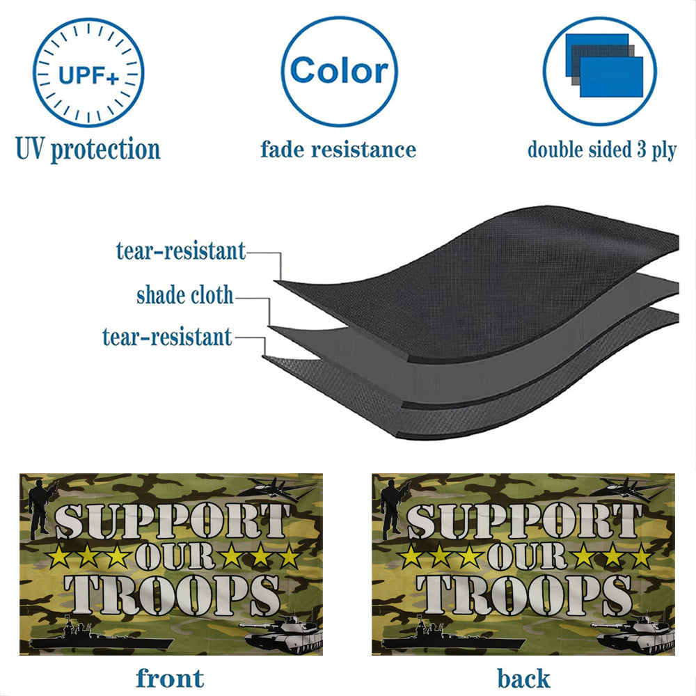 CAMO US SUPPORT OUR TROOPS flag 3x5ft banner man cave