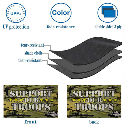 CAMO US SUPPORT OUR TROOPS flag 3x5ft banner man cave