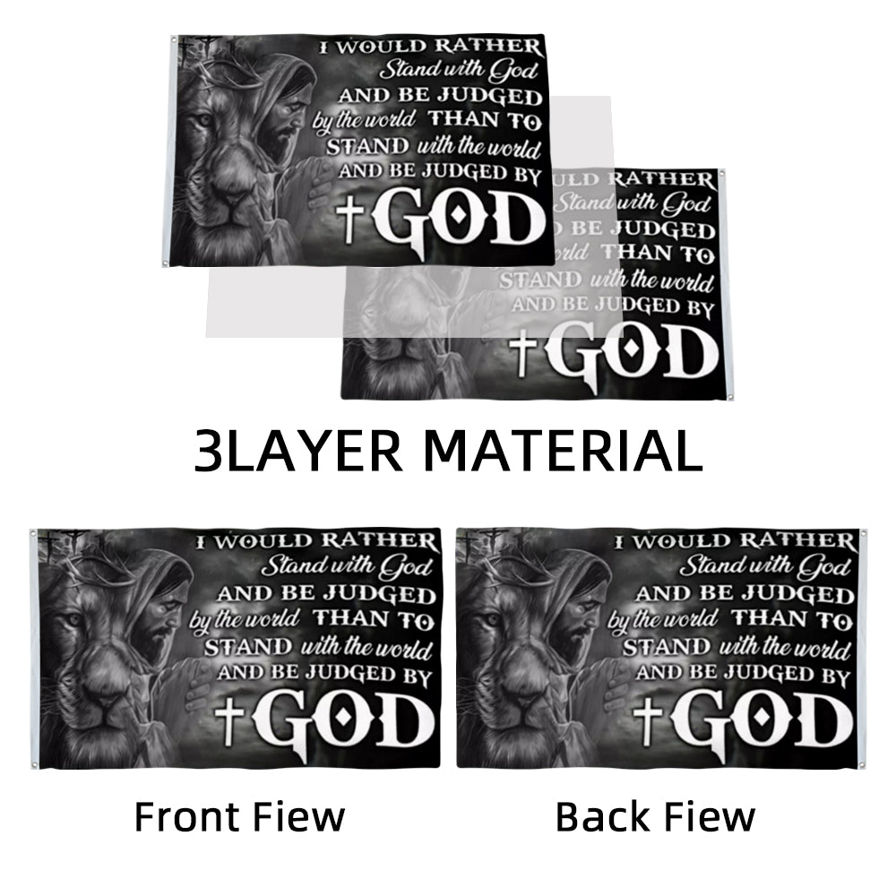 Lion of Judah Cross Faith Christian flag 3x5ft banner man cave