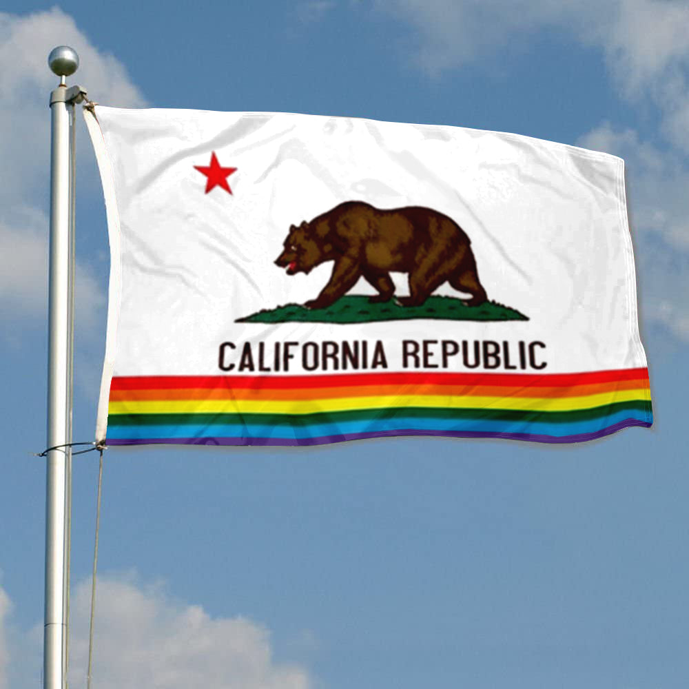 California Rainbow flag Gay Lesbian LGBT Pride State CA flags 3x5ft banner man cave