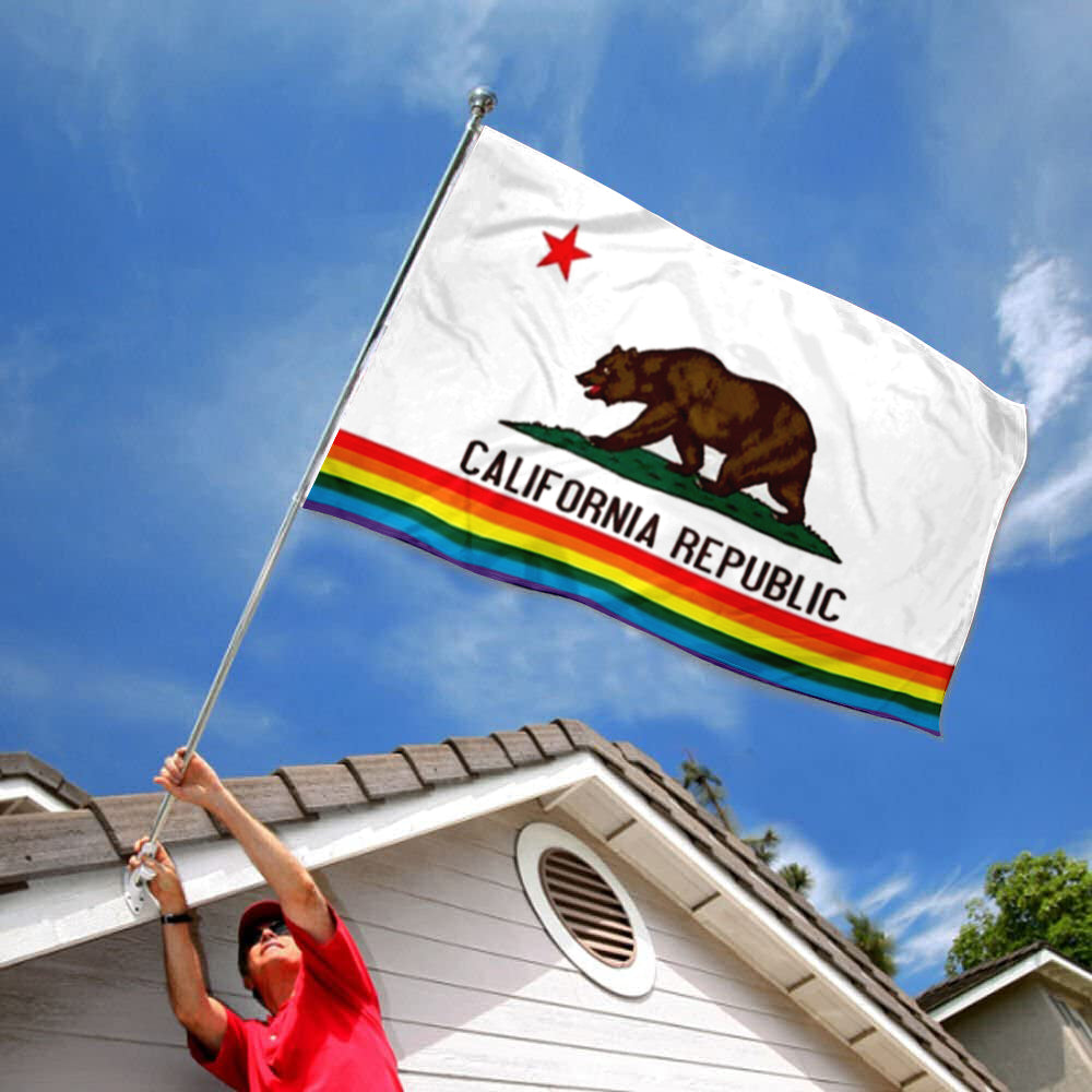 California Rainbow flag Gay Lesbian LGBT Pride State CA flags 3x5ft banner man cave