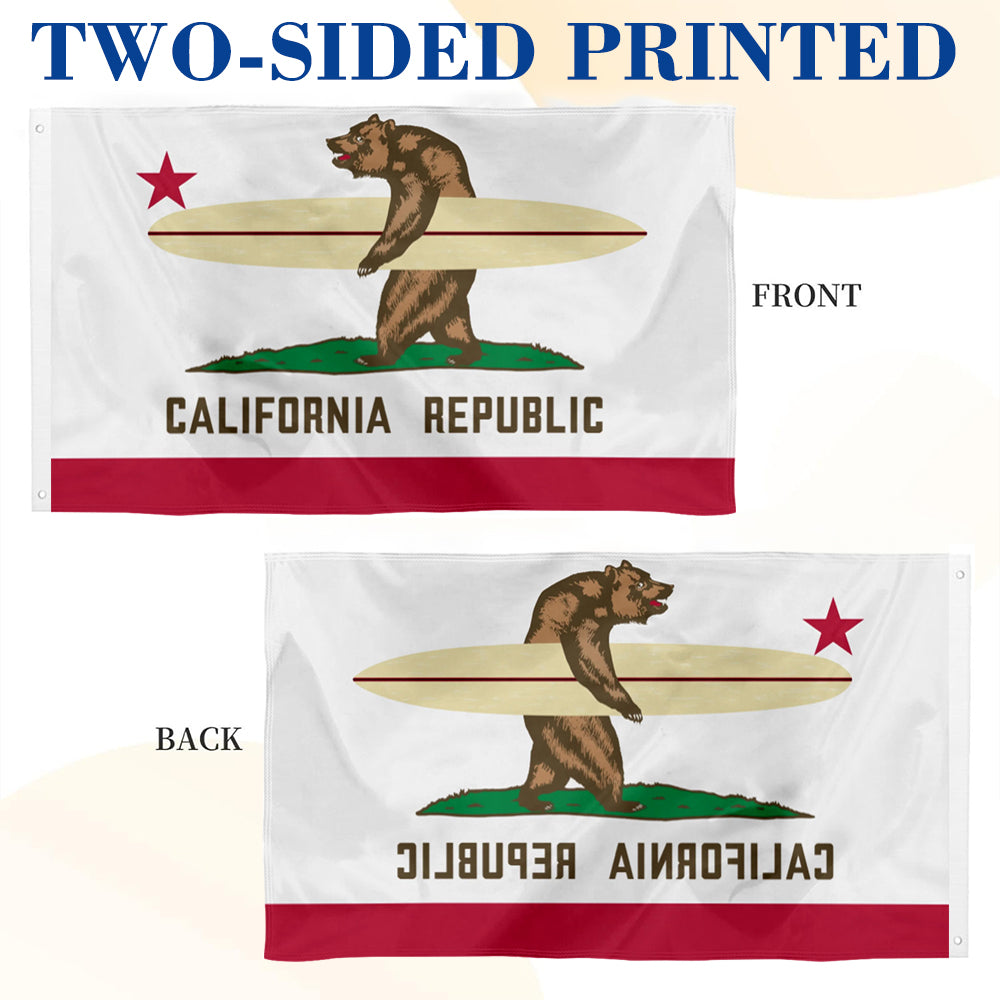 California Republic Surfing Bear flag 3x5ft banner man cave