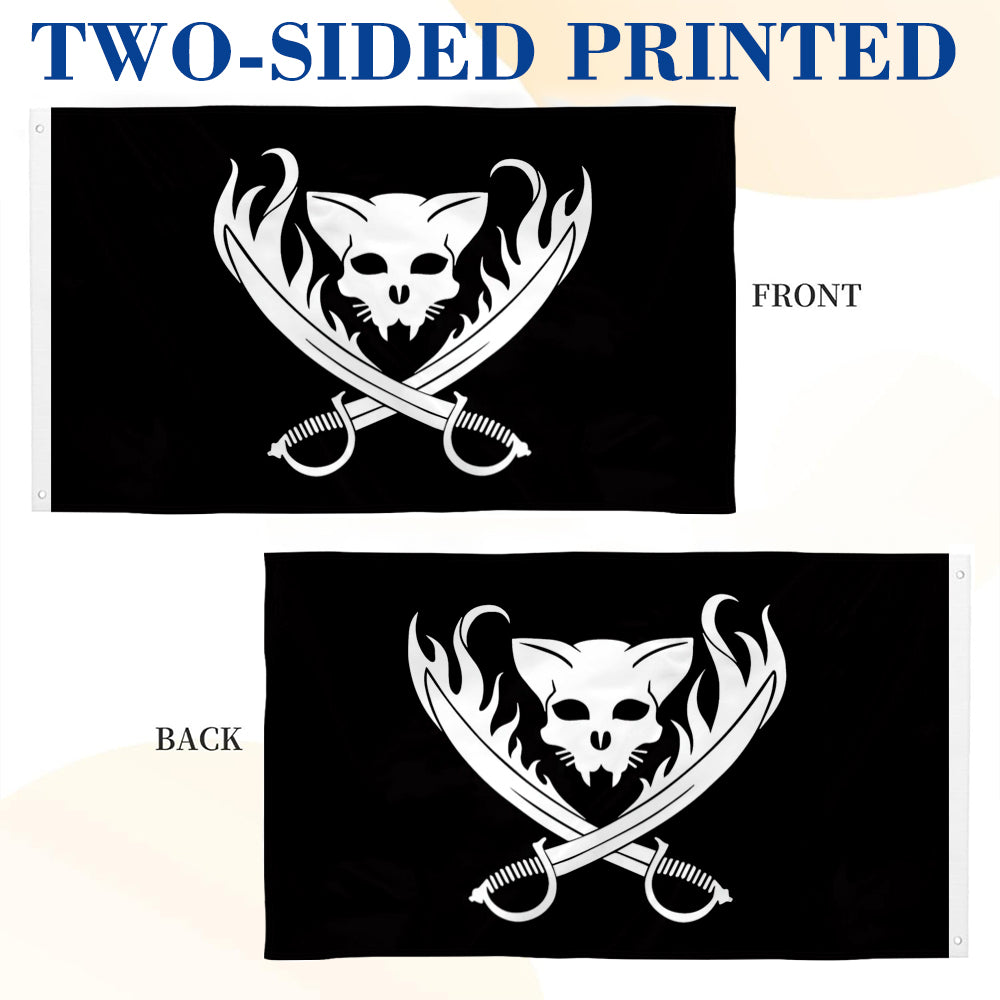 Cat Pirate Skull flag 3x5ft banner man cave