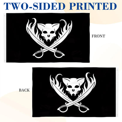 Cat Pirate Skull flag 3x5ft banner man cave