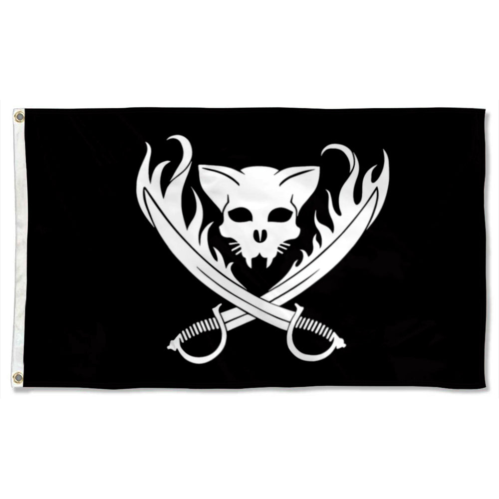 Cat Pirate Skull flag 3x5ft banner man cave