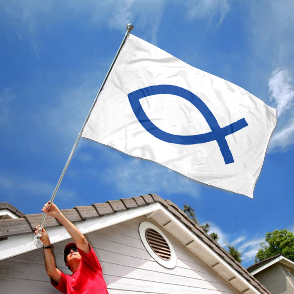 Christian Ichthys Fish flag 3x5ft banner man cave