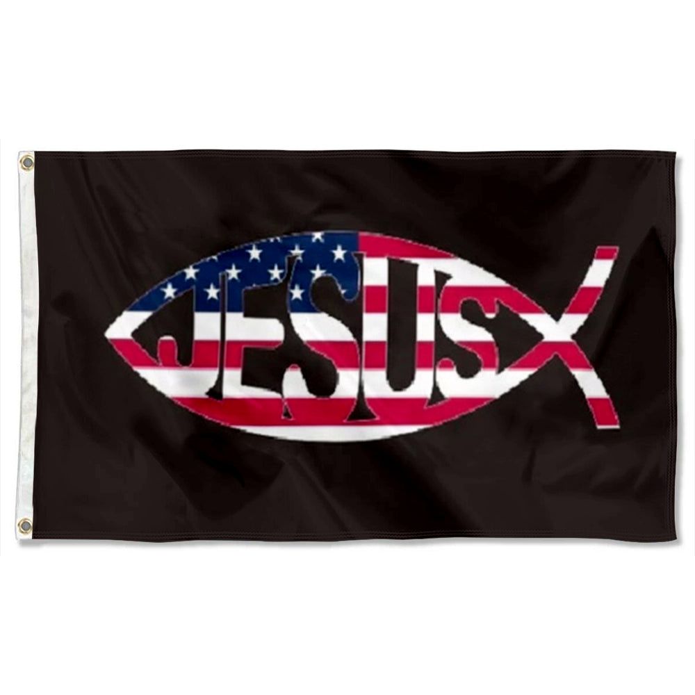 Christian Jesus Christ Fish flag 3x5ft banner man cave