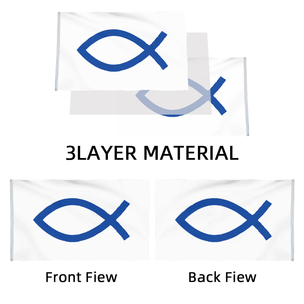 Christian Ichthys Fish flag 3x5ft banner man cave