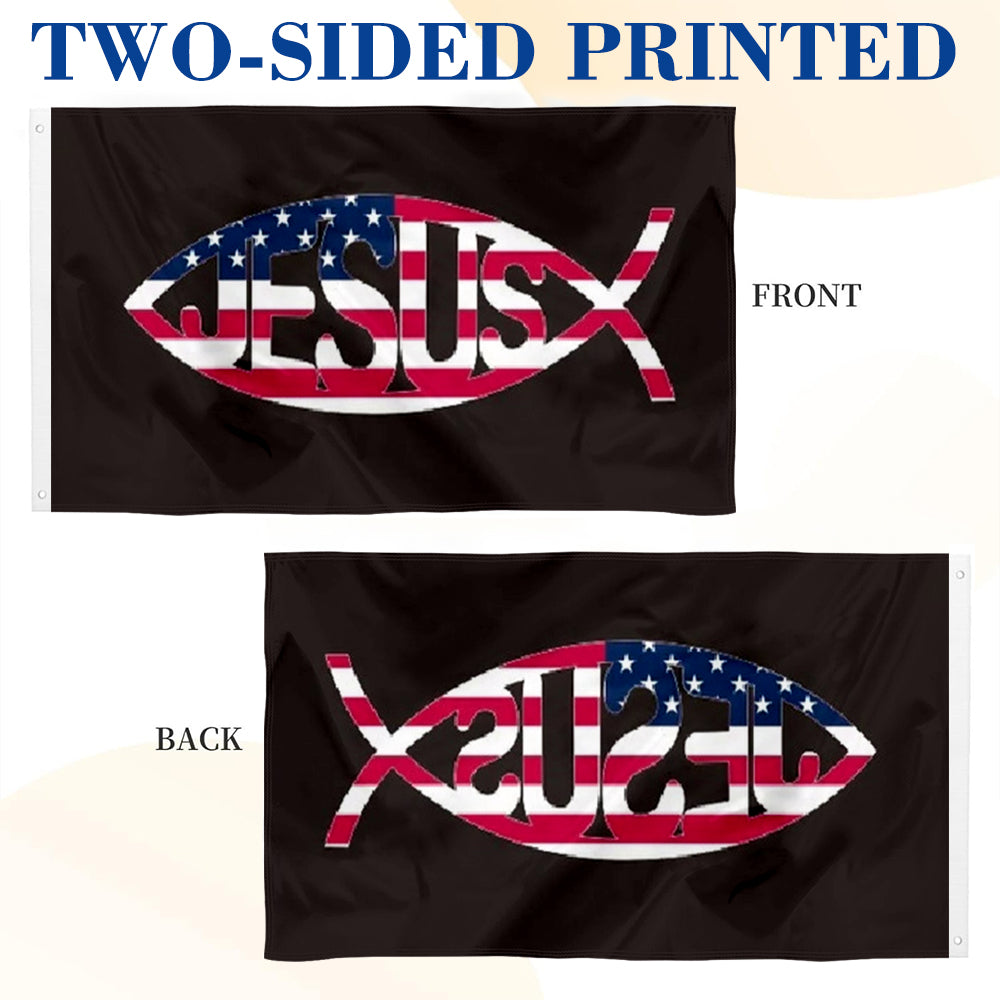 Christian Jesus Christ Fish flag 3x5ft banner man cave