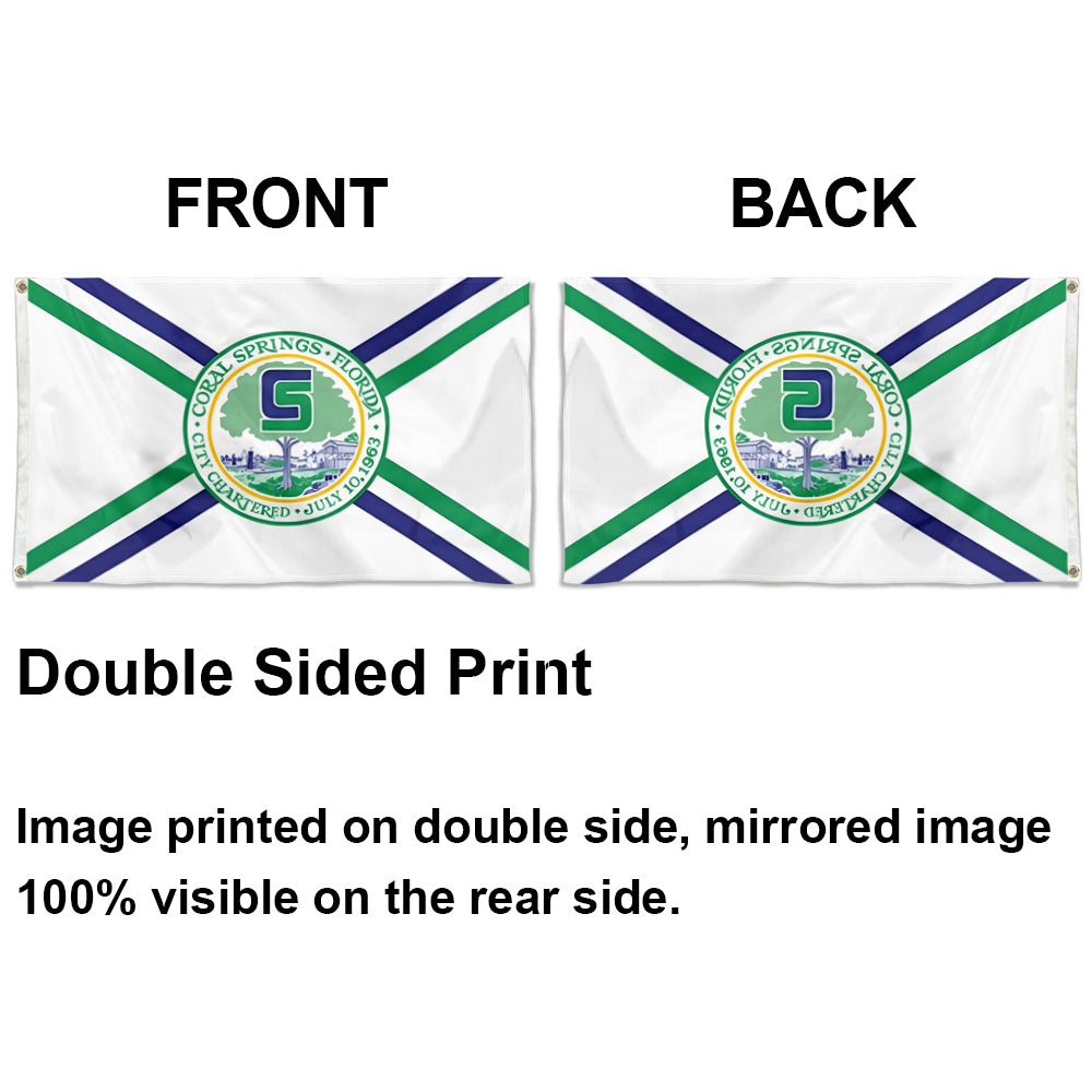 City of Coral Springs (Florida, USA) Former Flag (Pre-2017): 3x5ft Man Cave American Florida City Emblem Style Decor Banner