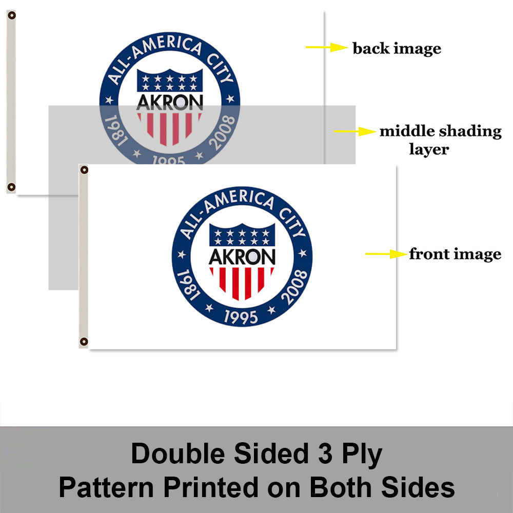 City of Akron flag, Ohio flags 3x5ft banner man cave