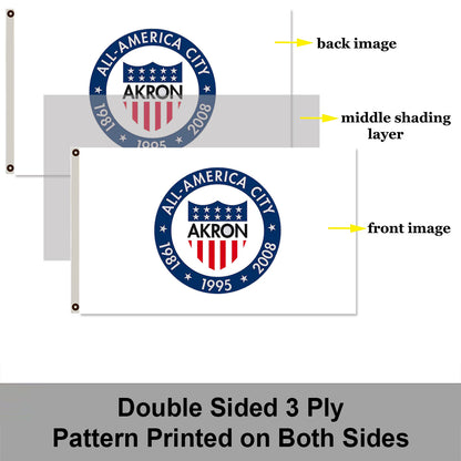 City of Akron flag, Ohio flags 3x5ft banner man cave