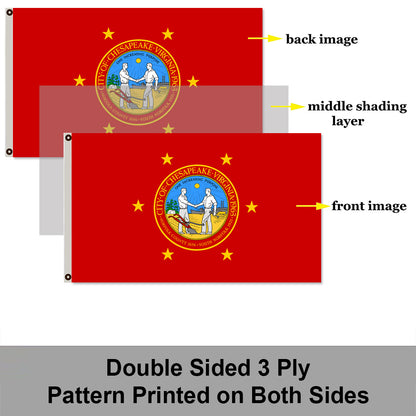 City of Chesapeake (Virginia, USA) Flag: 3x5ft Man Cave American Virginia Collaborative City Style Decor Banner