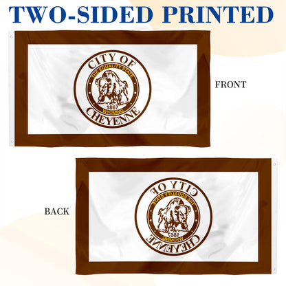 City of Cheyenne (Wyoming, USA) Flag: 3x5ft Man Cave American Wyoming Western Bison Style Decor Banner