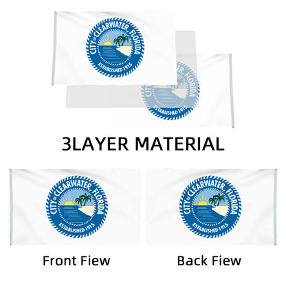 City of Clearwater (Florida, USA) Flag: 3x5ft Man Cave American Florida Coastal Resort Style Decor Banner