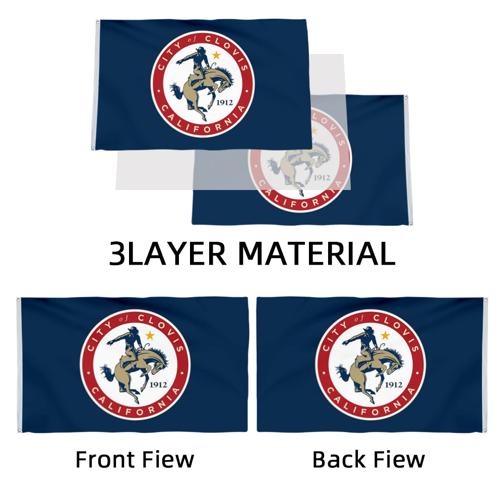 City of Clovis (California, USA) Flag: 3x5ft Man Cave American California Western Cowboy Style Decor Banner