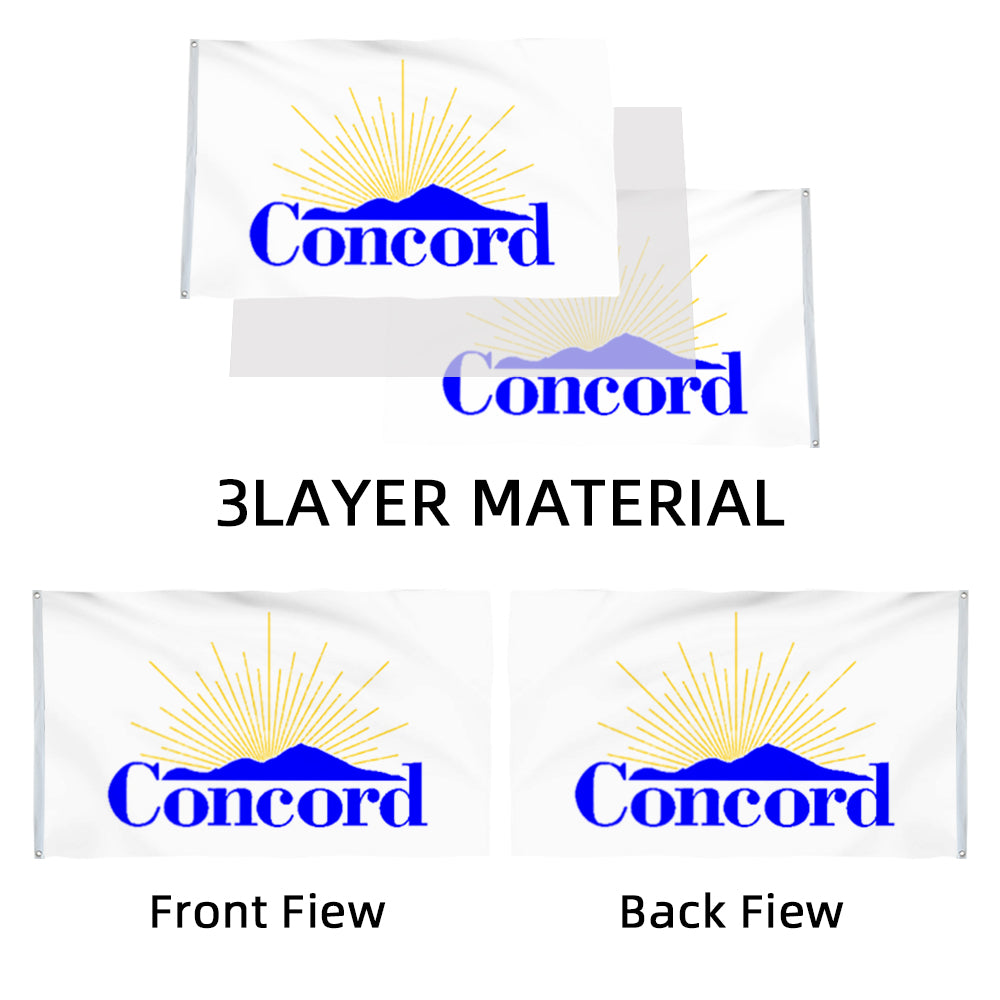 City of Concord (California, USA) Flag: 3x5ft Man Cave American California Sun & Mountain View Style Decor Banner