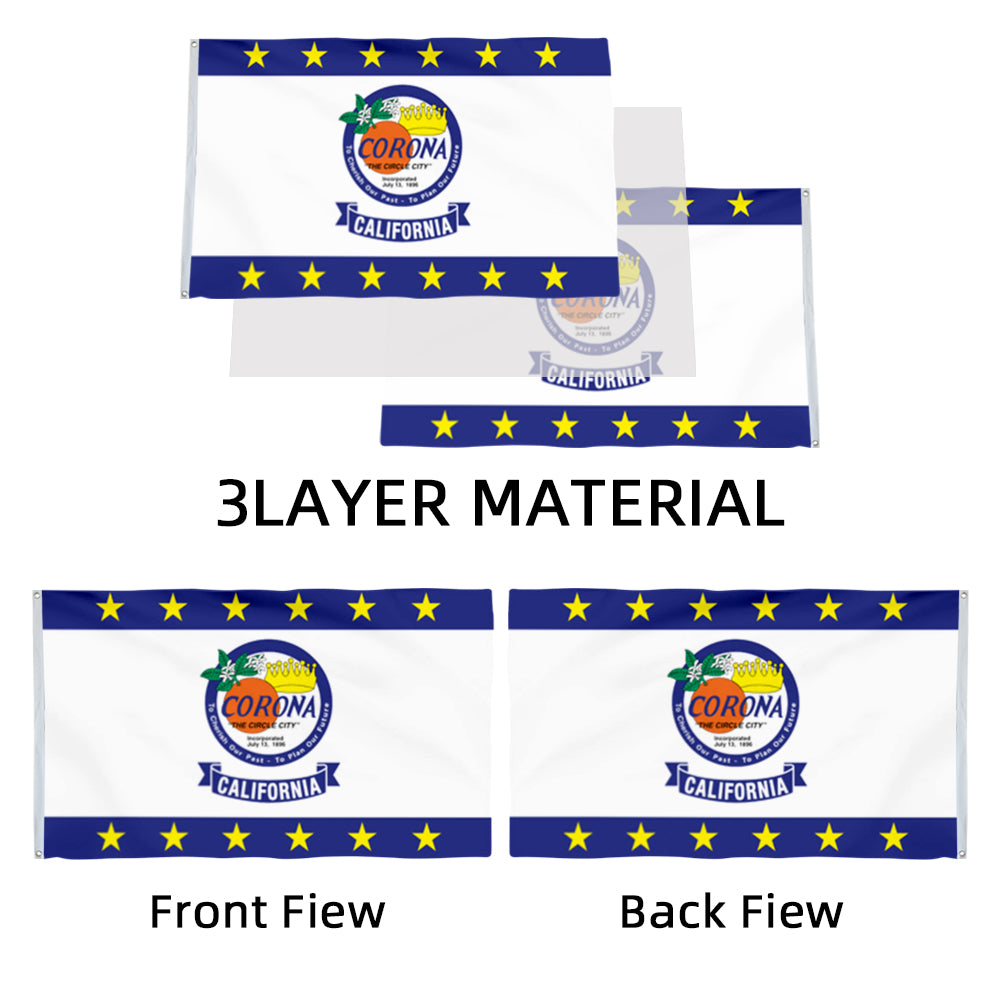 City of Corona (California, USA) Flag: 3x5ft Man Cave American California Circle City Style Decor Banner