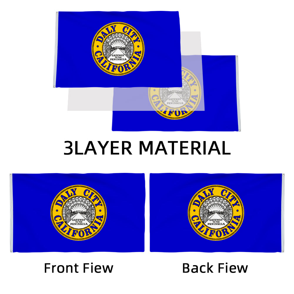 City of Daly City (California, USA) Flag: 3x5ft Man Cave American California Peninsula Gateway Style Decor Banner