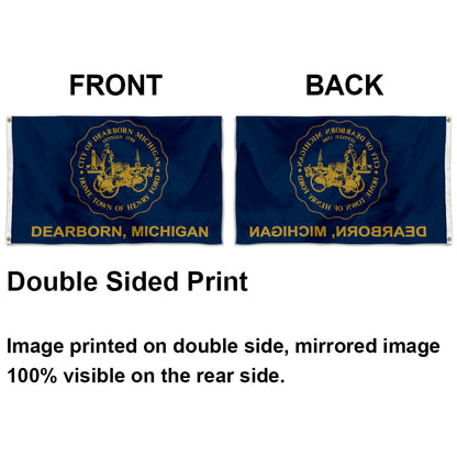 City of Dearborn (Michigan, USA) Flag: 3x5ft Man Cave American Michigan Industrial Memorial Style Decor Banner