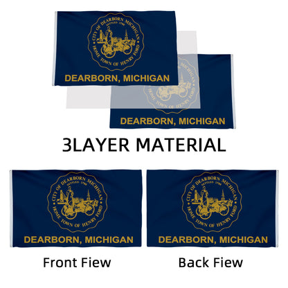 City of Dearborn (Michigan, USA) Flag: 3x5ft Man Cave American Michigan Industrial Memorial Style Decor Banner