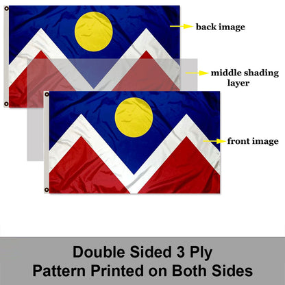 City of Denver (Colorado, USA) Flag: 3x5ft Man Cave American Colorado City Logo Style Decor Banner
