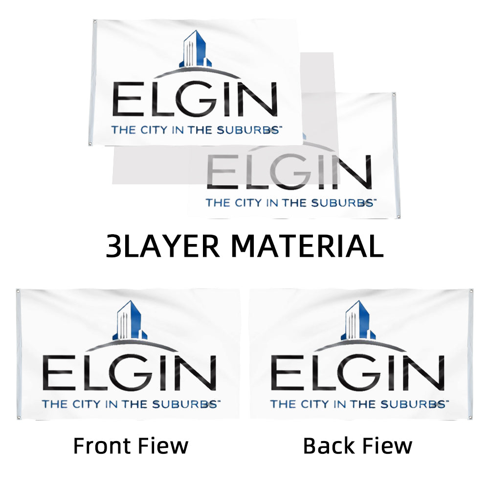City of Elgin (Illinois, USA) Flag: 3x5ft Man Cave American Illinois Suburban Urban Style Decor Banner