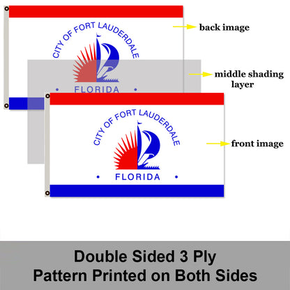 City of Fort Lauderdale (Florida, USA) Flag: 3x5ft Man Cave American Florida Coastal Resort Style Decor Banner