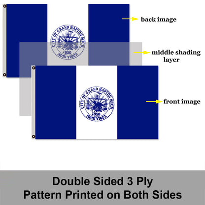 City of Grand Rapids (Michigan, USA) Flag: 3x5ft Man Cave American Michigan Justice Historical Style Decor Banner