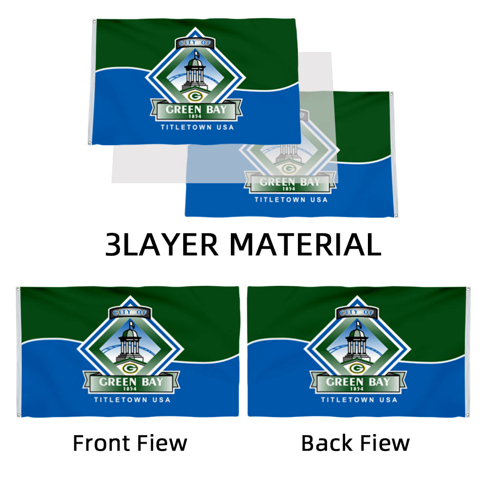 City of Green Bay (Wisconsin, USA) Flag: 3x5ft Man Cave American Wisconsin Sports City Style Decor Banner