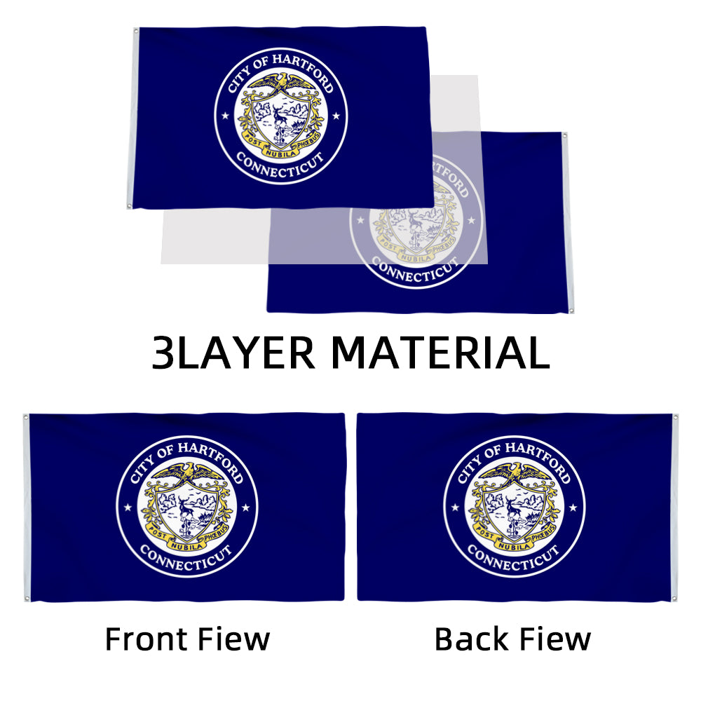 City of Hartford (Connecticut, USA) Flag: 3x5ft Man Cave American Connecticut Historical Solemn Style Decor Banner