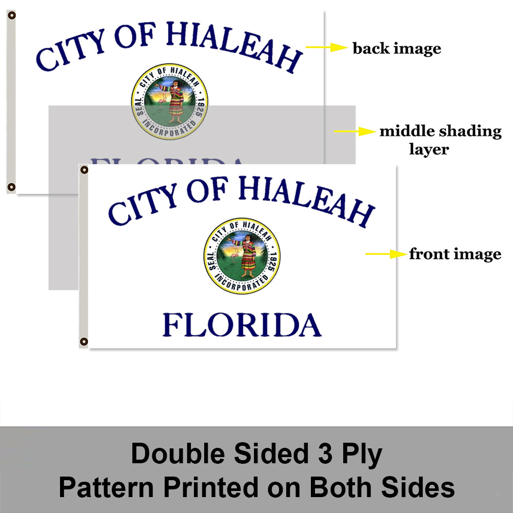 City of Hialeah (Florida, USA) Flag: 3x5ft Man Cave American Florida Regional Folk Style Decor Banner