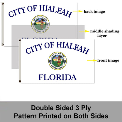 City of Hialeah (Florida, USA) Flag: 3x5ft Man Cave American Florida Regional Folk Style Decor Banner