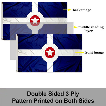 City of Indianapolis (Indiana, USA) Flag: 3x5ft Man Cave American Indiana Logo Classic Style Decor Banner