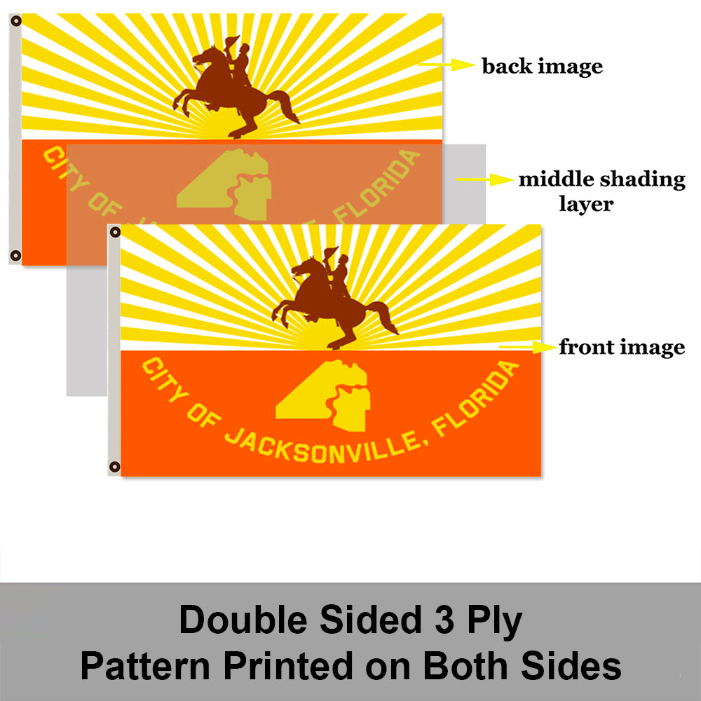 City of Jacksonville (Florida, USA) Flag: 3x5ft Man Cave American Florida Sunshine Regional Style Decor Banner