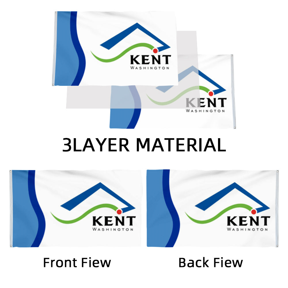 City of Kent (Washington, USA) Flag: 3x5ft Man Cave American Washington Modern Vitality Style Decor Banner