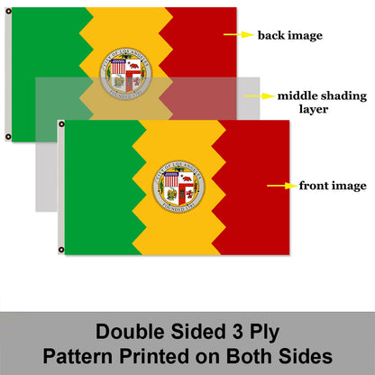 City of Los Angeles (California, USA) Flag: 3x5ft Man Cave American California Diverse Vitality Style Decor Banner