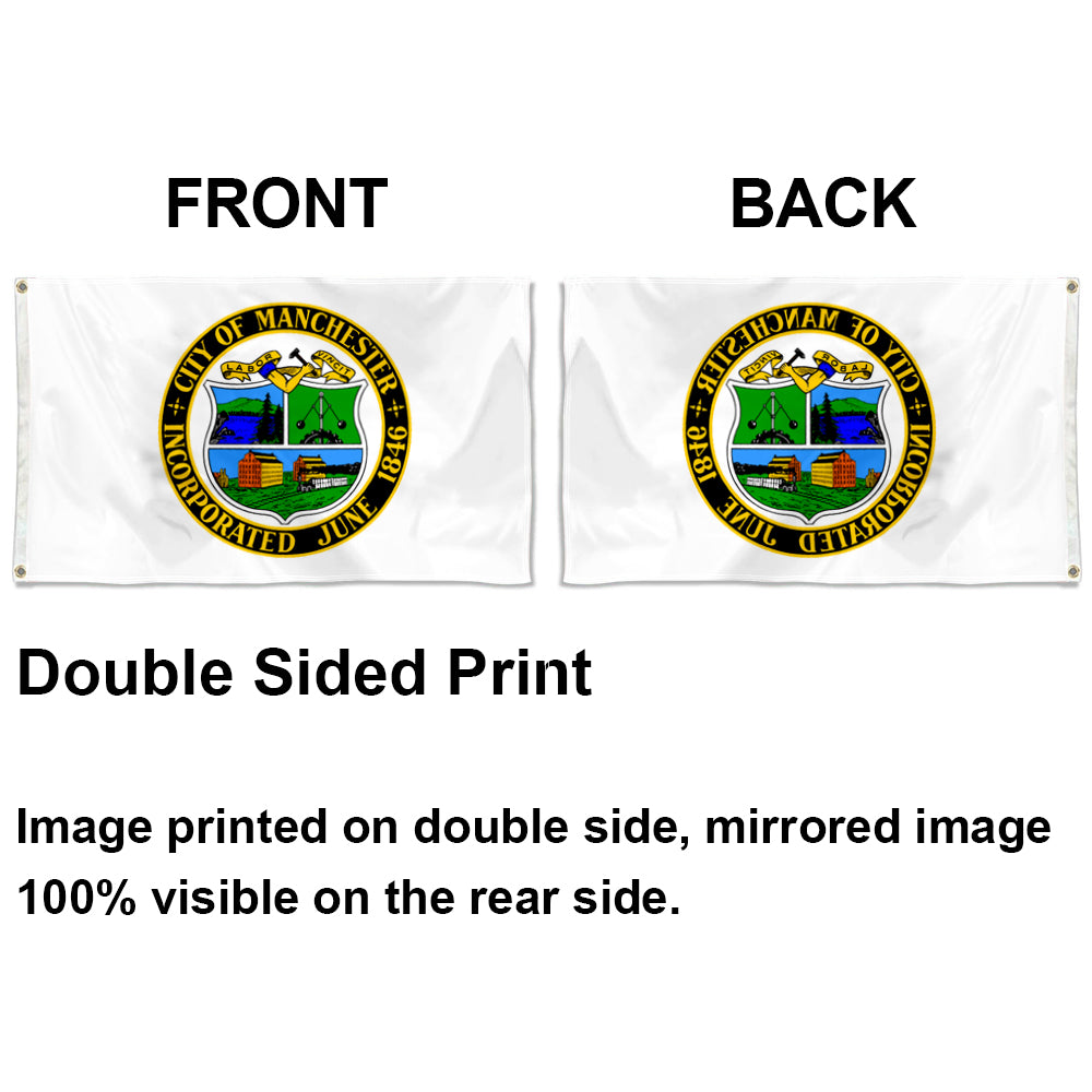 City of Manchester (New Hampshire, USA) Flag: 3x5ft Man Cave American New Hampshire Industrial-Agricultural Diverse Style Decor Banner