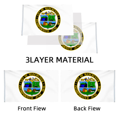 City of Manchester (New Hampshire, USA) Flag: 3x5ft Man Cave American New Hampshire Industrial-Agricultural Diverse Style Decor Banner
