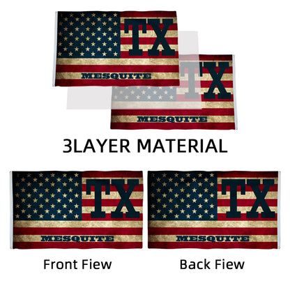 City of Mesquite (Texas, USA) Flag: 3x5ft Man Cave American Texas Retro State Flag Style Decor Banner