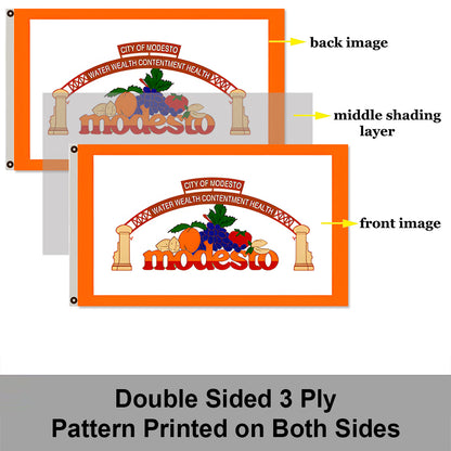 City of Modesto (California, USA) Flag: 3x5ft Man Cave American California Agricultural Vitality Style Decor Banner