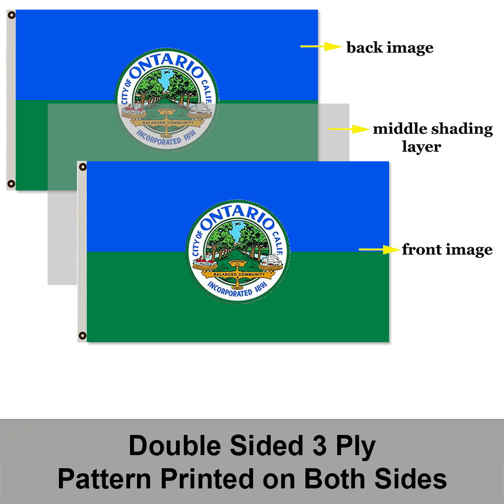 City of Ontario (California, USA) Flag: 3x5ft Man Cave American California Balanced Community Style Decor Banner